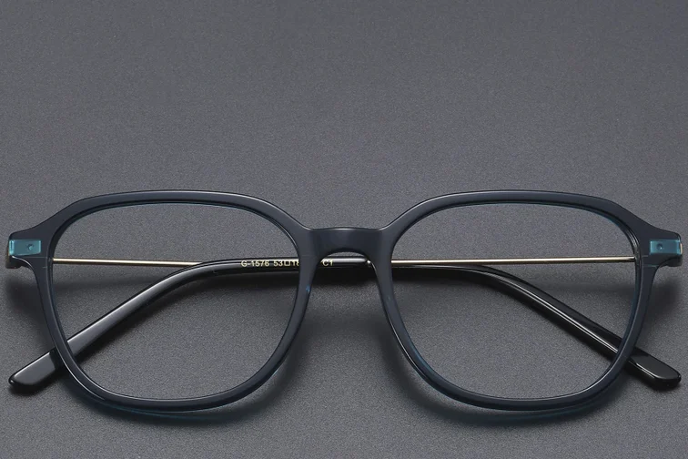 Rechteckige blaue Titanbrille #BS1913-0473