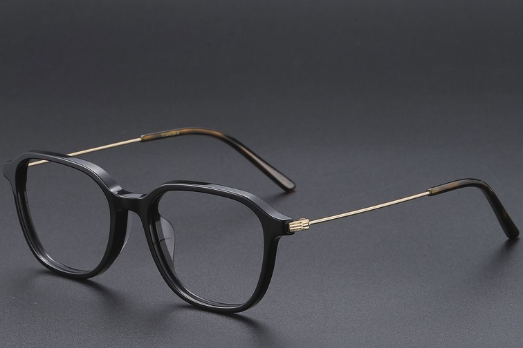 Rechteckige schwarze Titanbrille #BS1913-0474