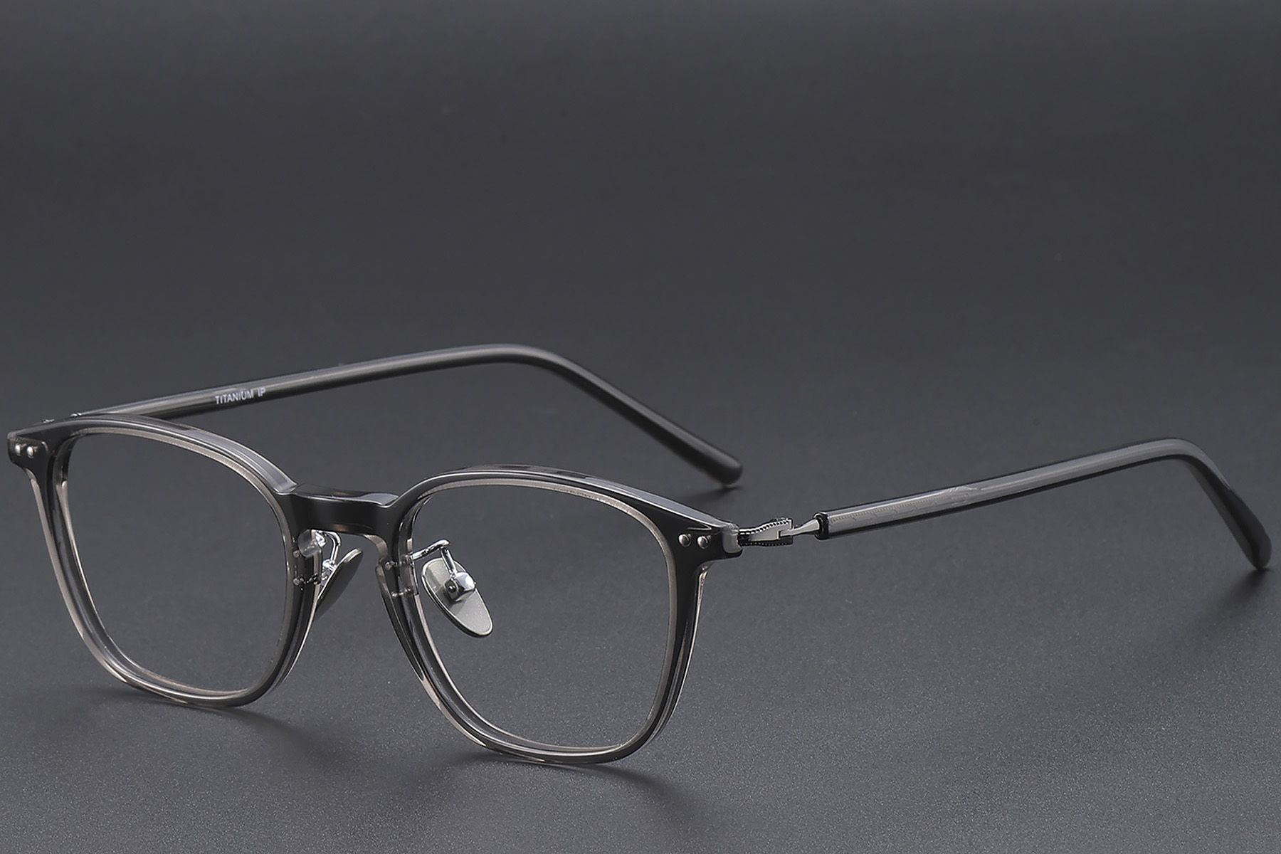 Rectangular Gray Acetate Glasses #BS1913-0476