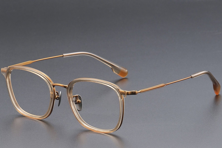 Rectangular Brown Titanium Glasses #BS1913-0481