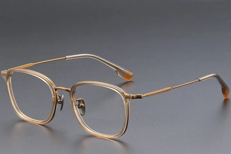 Lunettes rectangulaires en titane brun #BS1913-0481