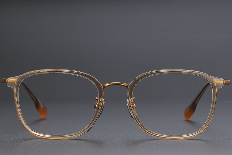 Rectangular Brown Titanium Glasses #BS1913-0481