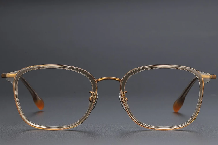 Lunettes rectangulaires en titane brun #BS1913-0481