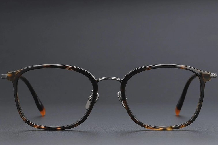 Gafas rectangulares de titanio con diseño de carey n.° BS1913-0483