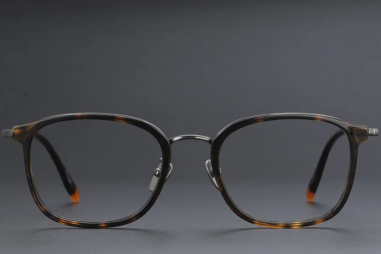 Gafas rectangulares de titanio con diseño de carey n.° BS1913-0483