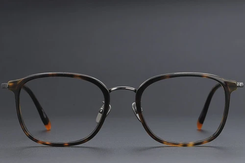 Rectangular Tortoiseshell Titanium Glasses #BS1913-0483