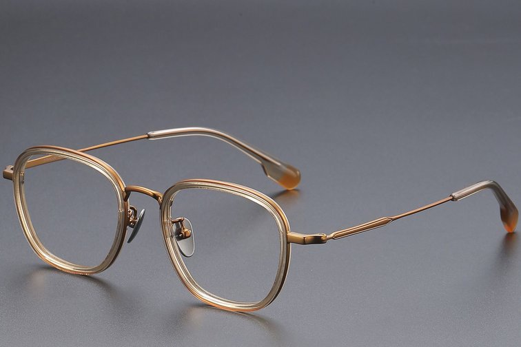 Rectangular Brown Titanium Glasses #BS1913-0484