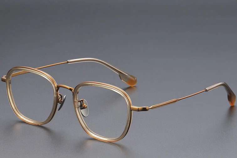 Rectangular Brown Titanium Glasses #BS1913-0484