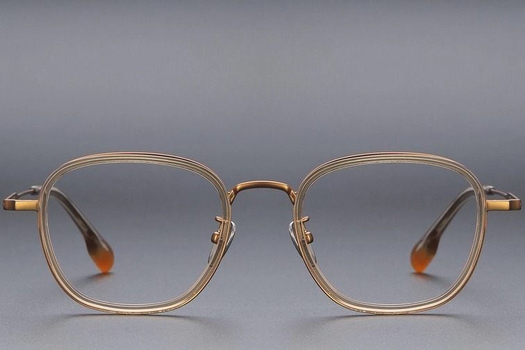 Rechteckige braune Titanbrille #BS1913-0484