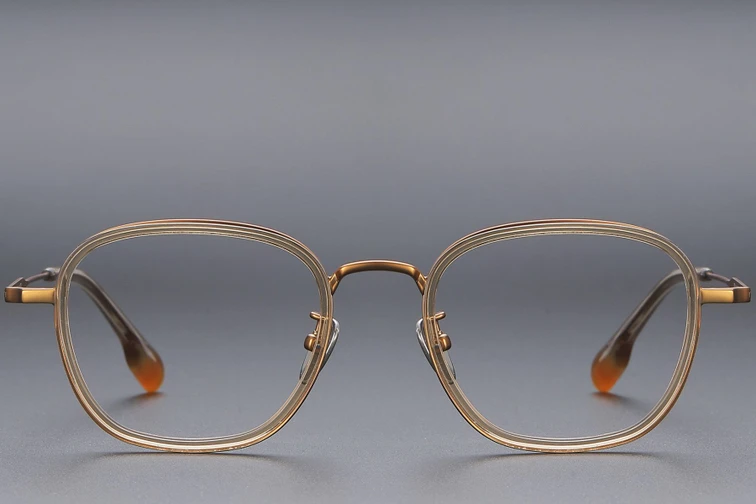 Rectangular Brown Titanium Glasses #BS1913-0484