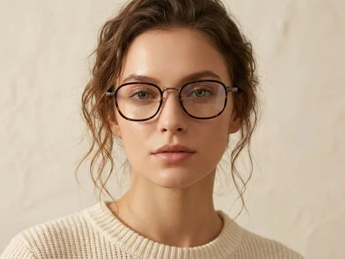 Lunettes rectangulaires en titane écaille de tortue #BS1913-0485