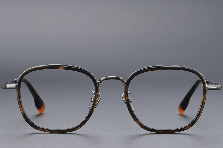 Gafas rectangulares de titanio con diseño de carey n.° BS1913-0485