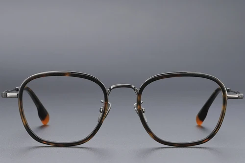 Rechteckige Titanbrille in Schildpattoptik #BS1913-0485