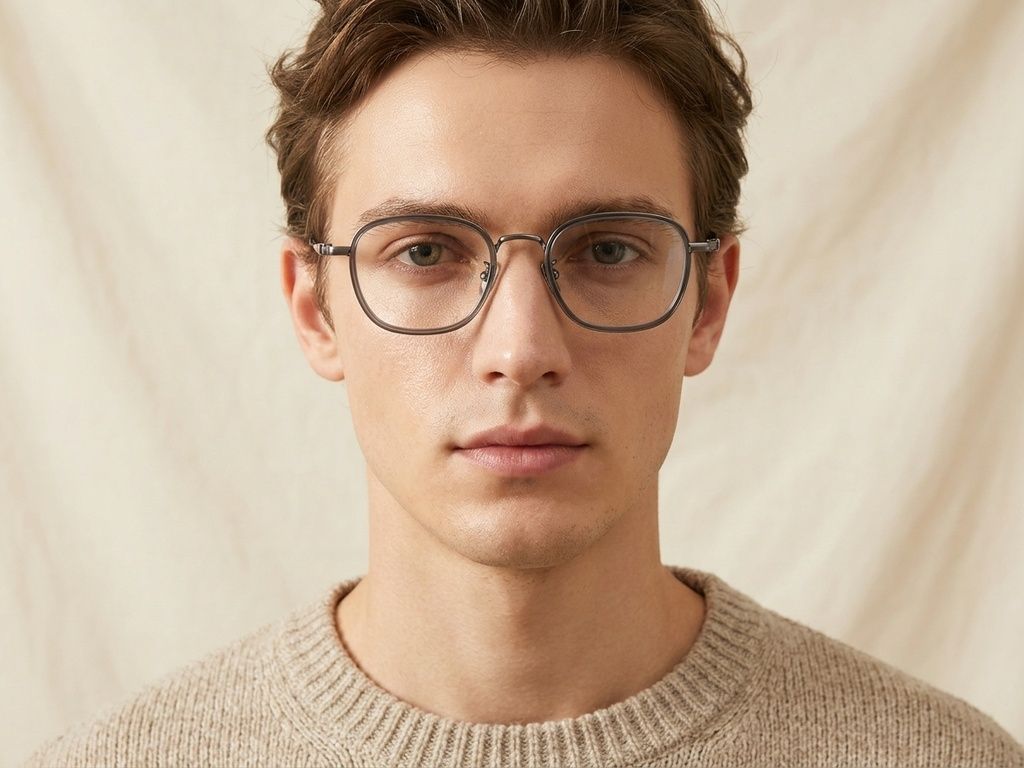 Rectangular Gray Titanium Glasses #BS1913-0487