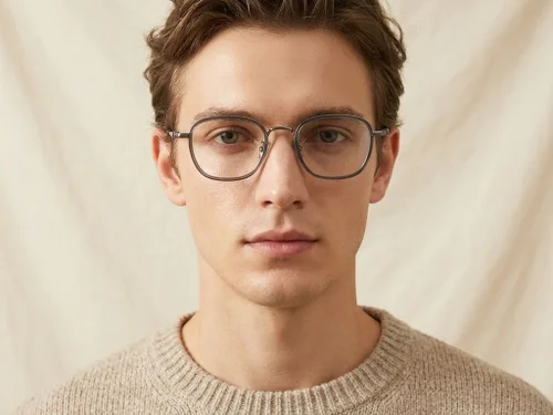 Lunettes rectangulaires en titane gris #BS1913-0487