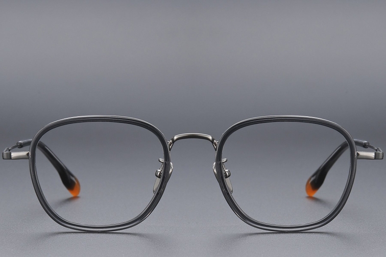 Rectangular Gray Titanium Glasses #BS1913-0487