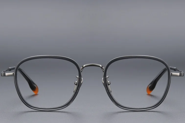 Rectangular Gray Titanium Glasses #BS1913-0487