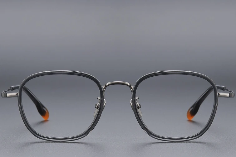 Rechteckige graue Titanbrille #BS1913-0487