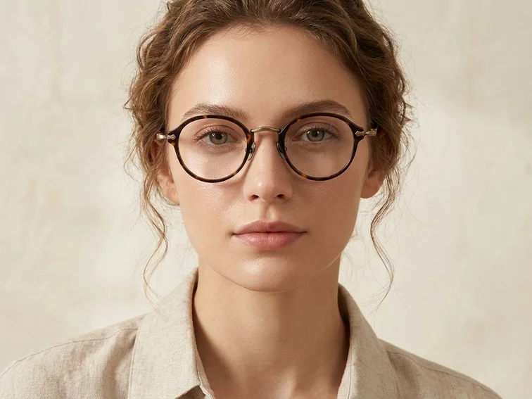 Oval Tortoiseshell Titanium Glasses #BS1913-0489