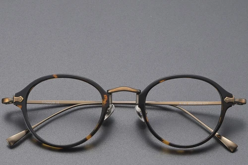 Oval Tortoiseshell Titanium Glasses #BS1913-0489