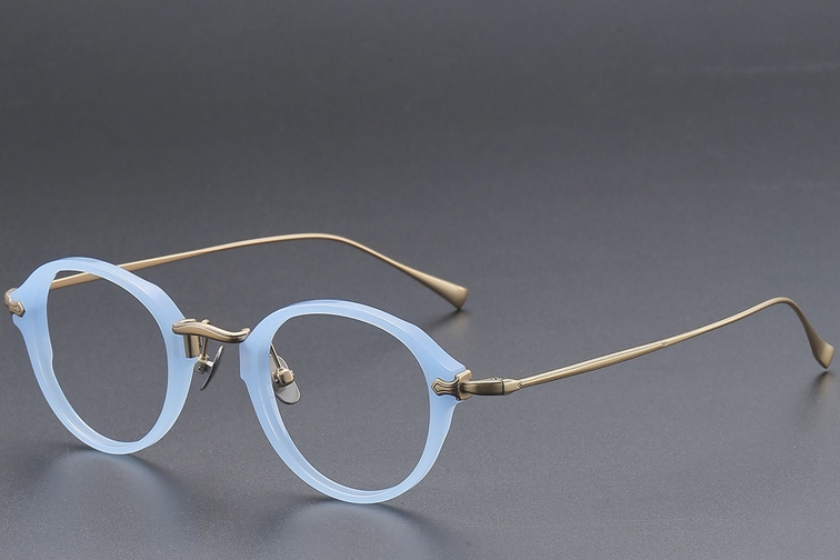 Oval Blue Titanium Glasses #BS1913-0490