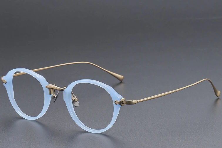 Ovale blaue Titanbrille #BS1913-0490
