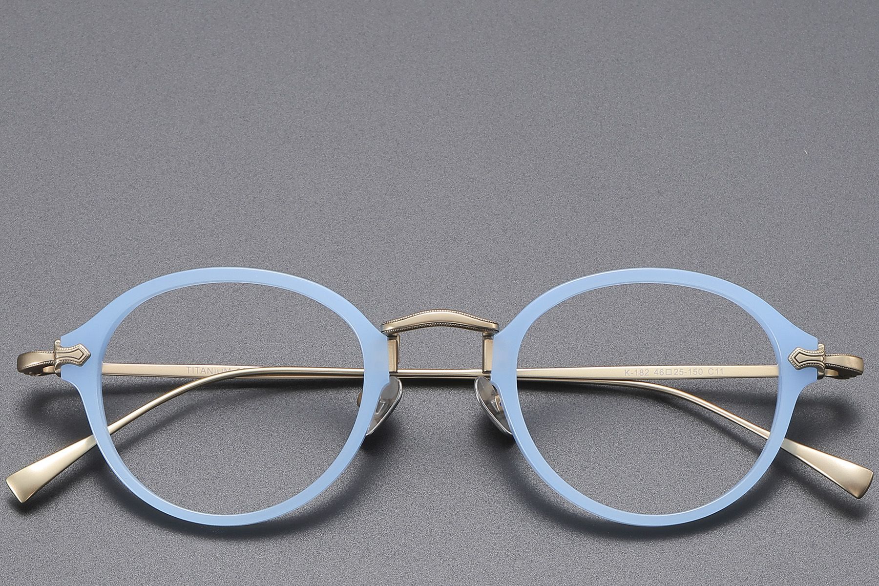 Oval Blue Titanium Glasses #BS1913-0490