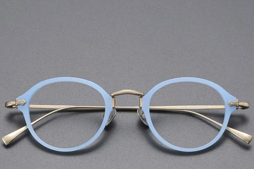 Lunettes ovales en titane bleu #BS1913-0490