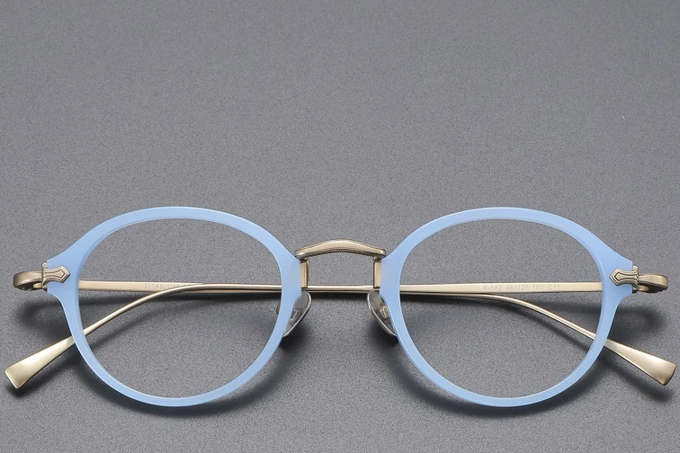 Ovale blaue Titanbrille #BS1913-0490
