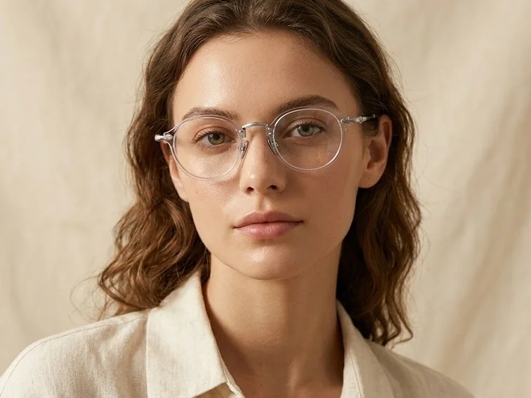 Oval Transparent Titanium Glasses #BS1913-0491