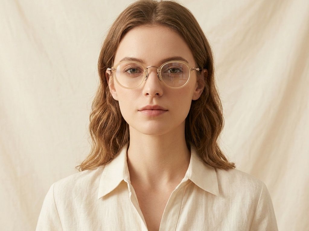 Lunettes ovales en titane jaune #BS1913-0492