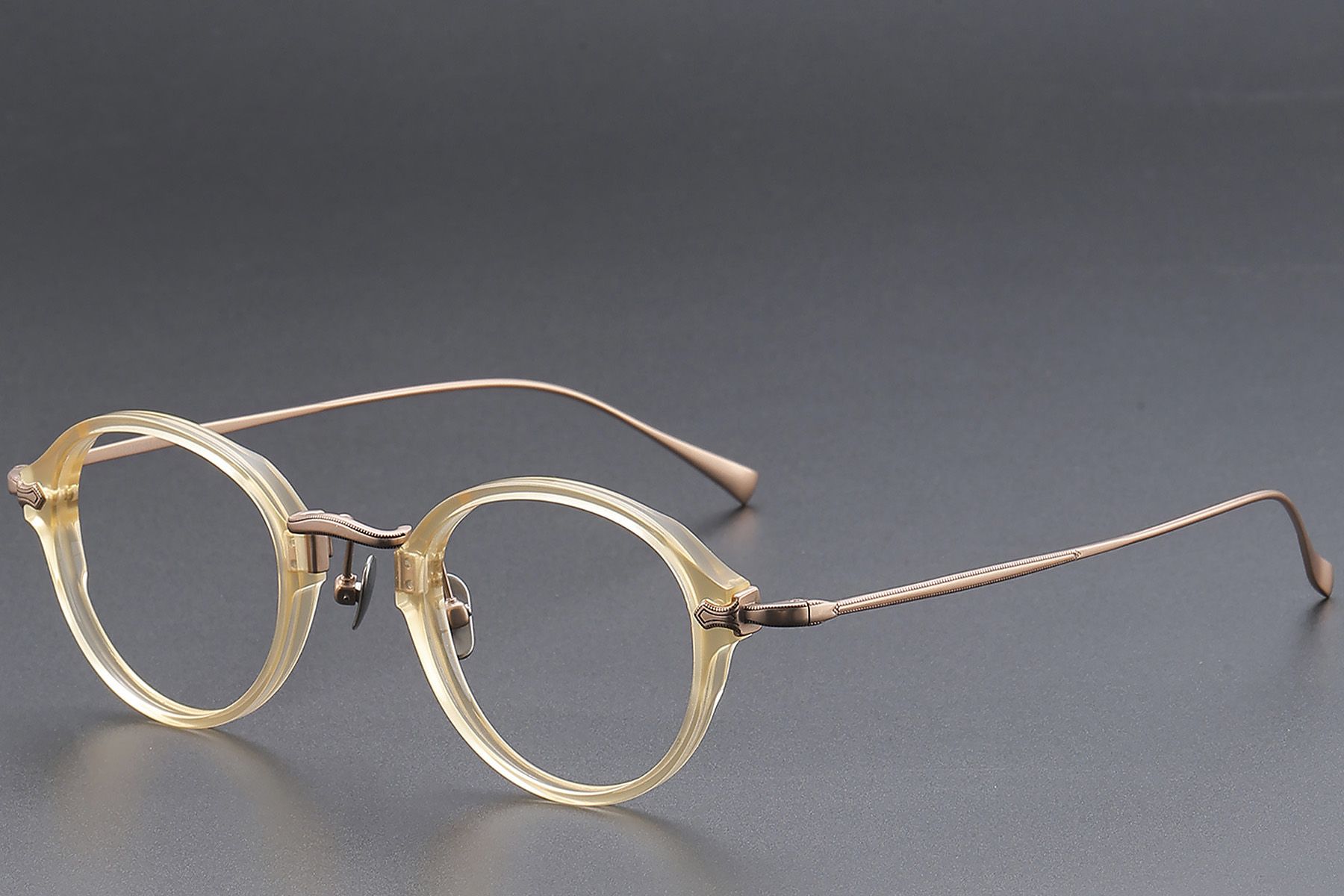 Oval Yellow Titanium Glasses #BS1913-0492