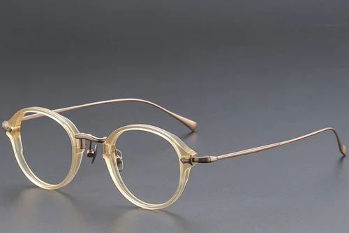 Lunettes ovales en titane jaune #BS1913-0492