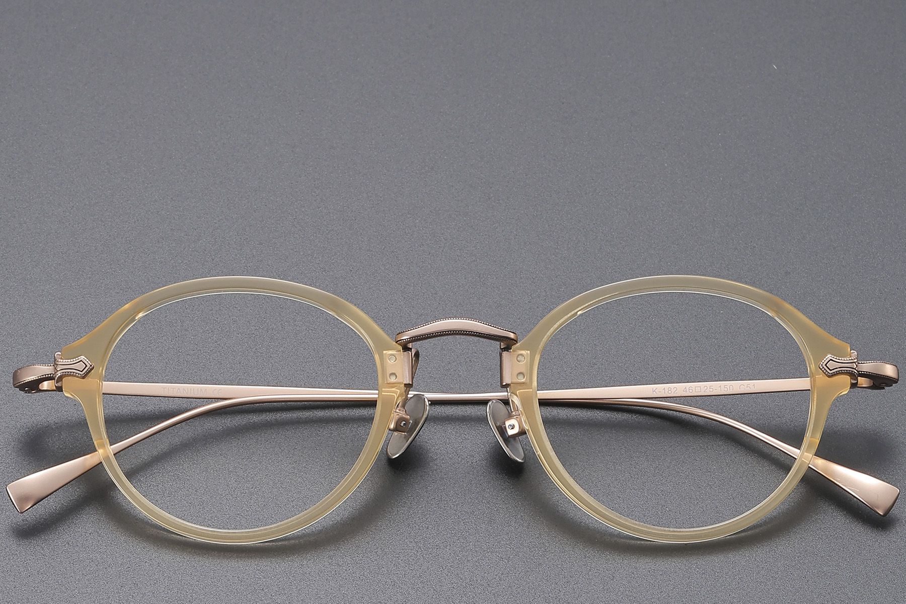 Oval Yellow Titanium Glasses #BS1913-0492