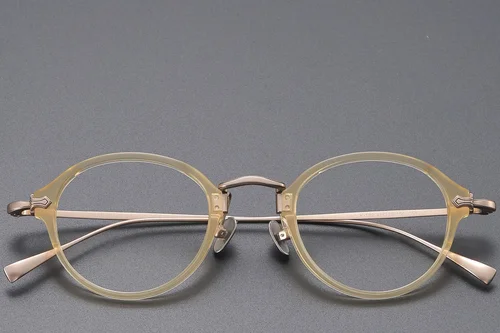 Lunettes ovales en titane jaune #BS1913-0492