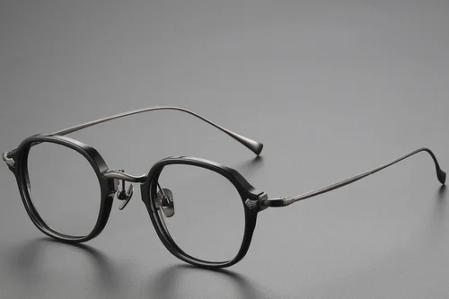 Lunettes ovales en titane noir #BS1913-0493