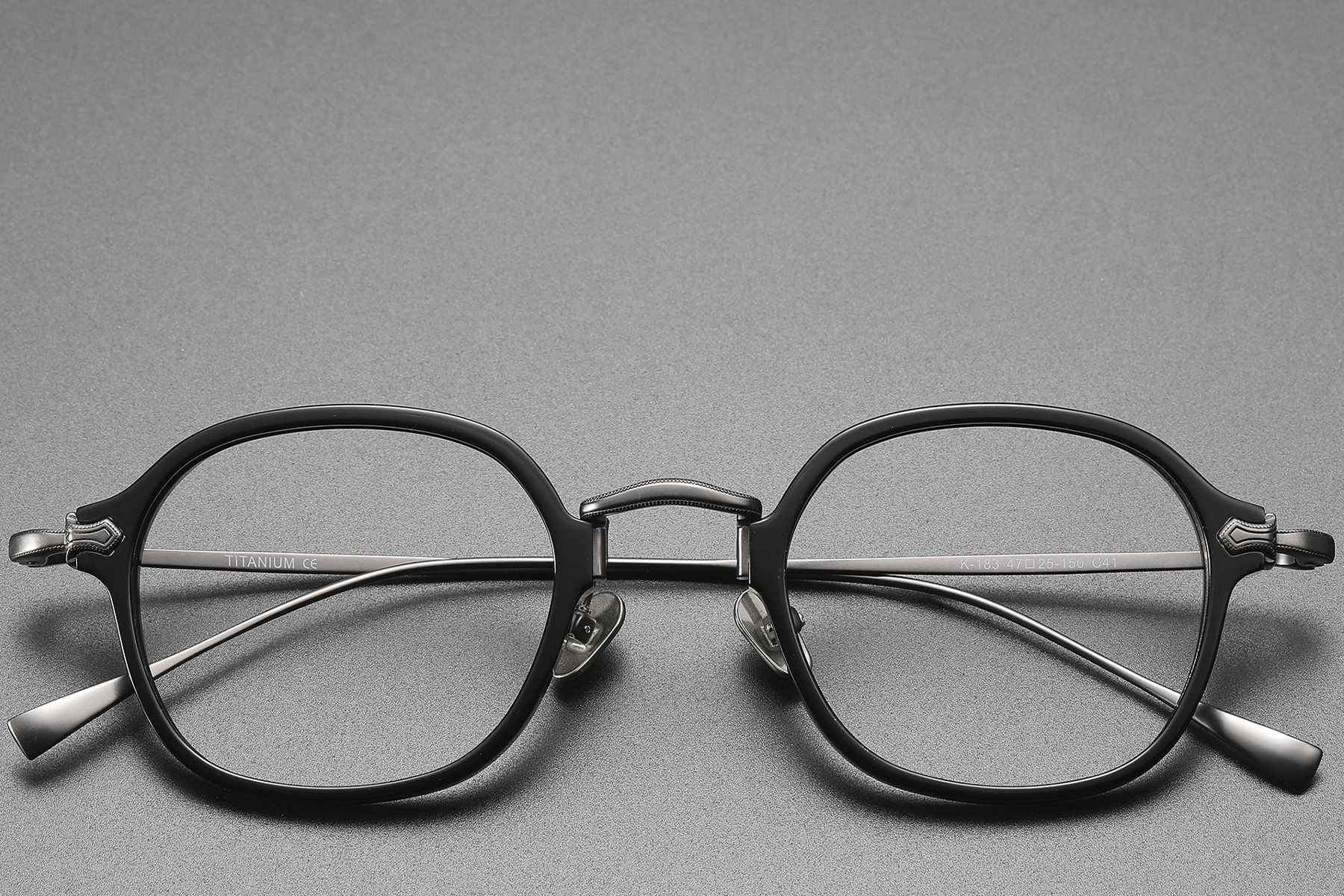 Oval Black Titanium Glasses #BS1913-0493