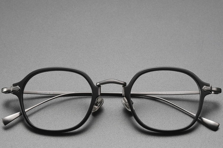 Oval Black Titanium Glasses #BS1913-0493