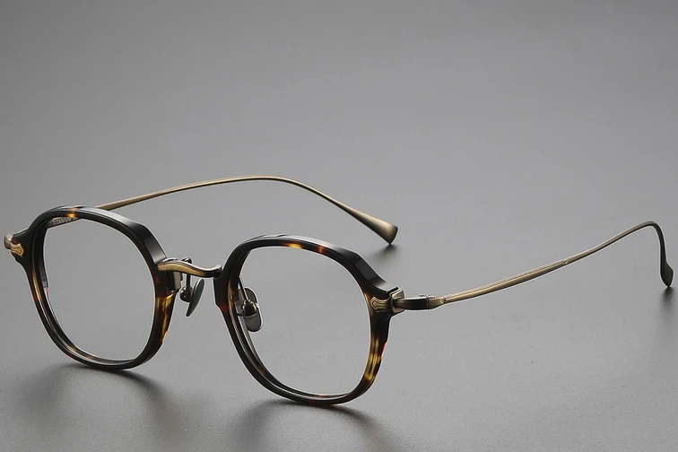 Lunettes ovales en titane écaille de tortue #BS1913-0494
