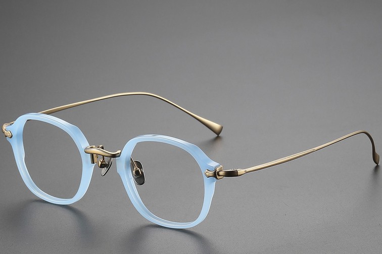 Ovale blaue Titanbrille #BS1913-0495