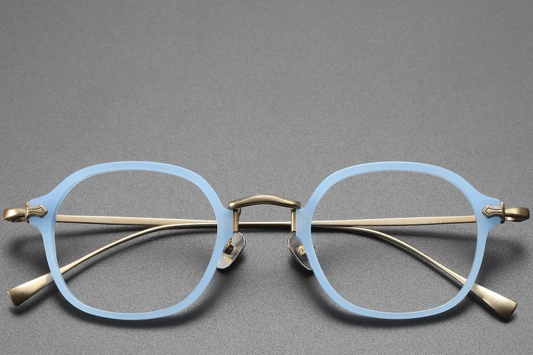 Gafas ovaladas de titanio azul #BS1913-0495