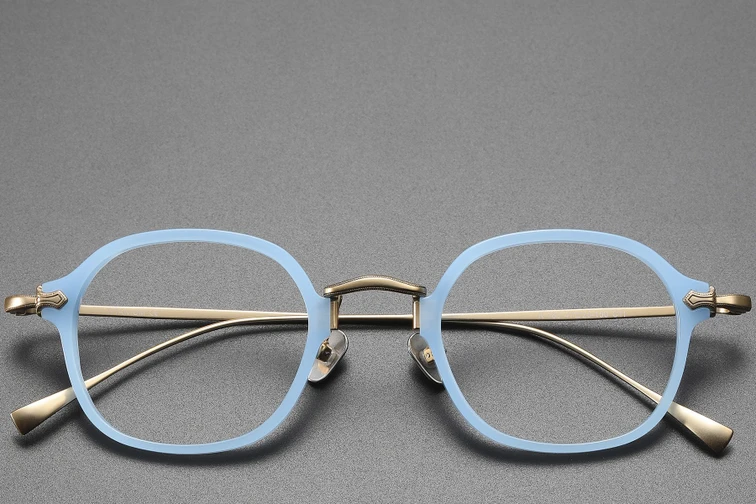 Ovale blaue Titanbrille #BS1913-0495
