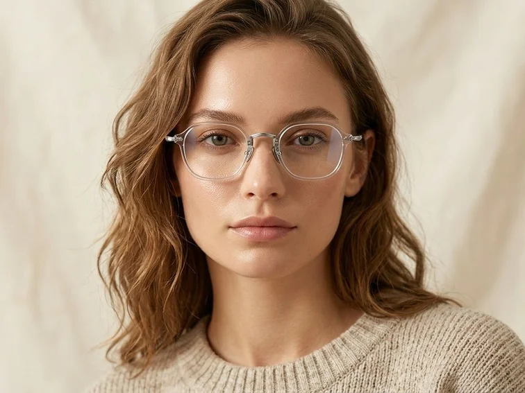 Oval Transparent Titanium Glasses #BS1913-0496