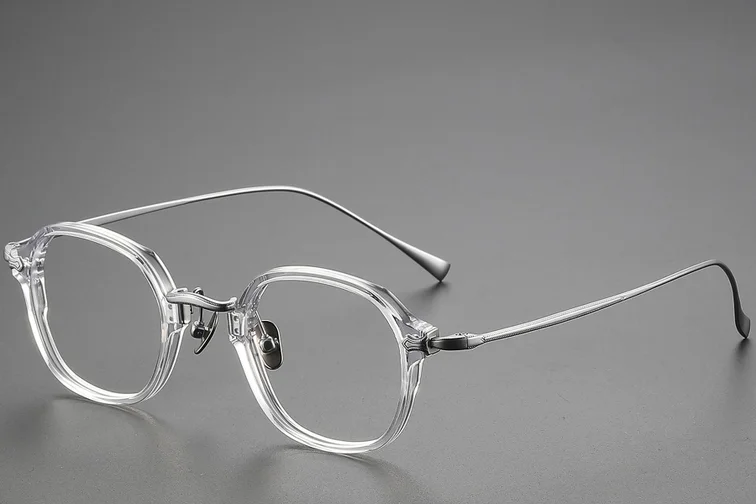 Gafas ovaladas transparentes de titanio #BS1913-0496