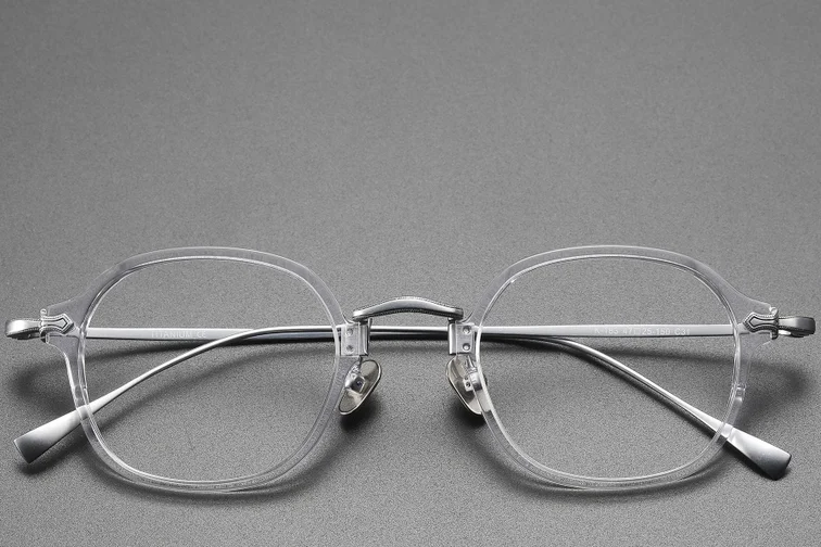 Gafas ovaladas transparentes de titanio #BS1913-0496