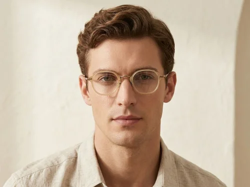 Lunettes ovales en titane jaune #BS1913-0497