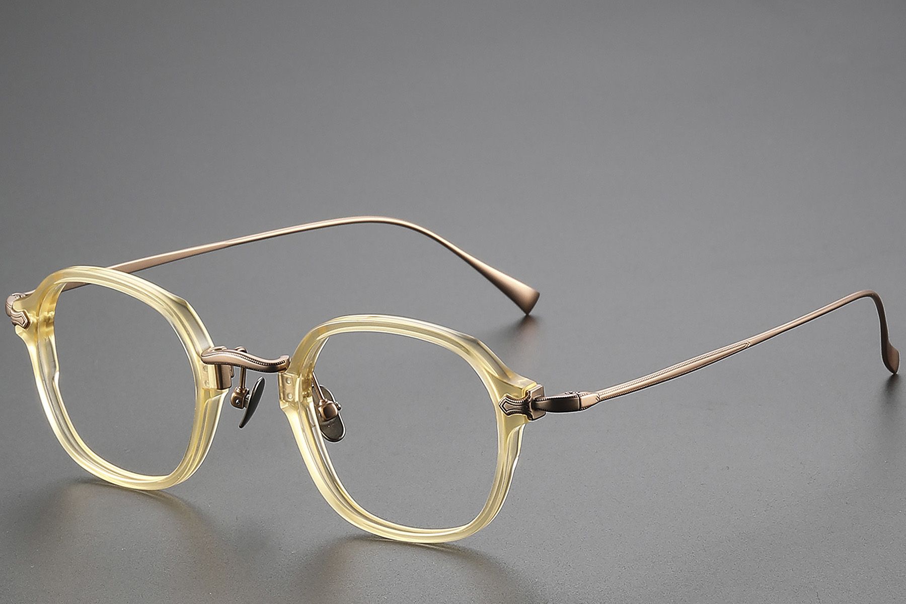 Oval Yellow Titanium Glasses #BS1913-0497