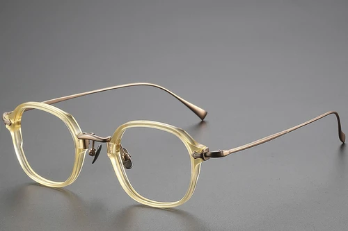 Oval Yellow Titanium Glasses #BS1913-0497