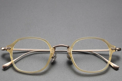 Lunettes ovales en titane jaune #BS1913-0497