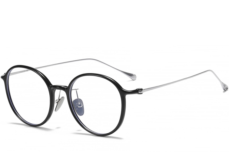 Oval Black Titanium Glasses #BS1913-0498